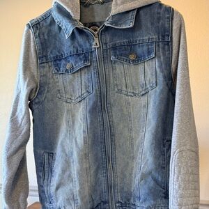 Urban Republic Blue Denim Jacket with Gray Sleeves